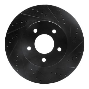 Chevrolet Equinox Brake Rotor (1) - Front Right - R1 Concepts - Drilled & Slotted - Black - `02-`07
